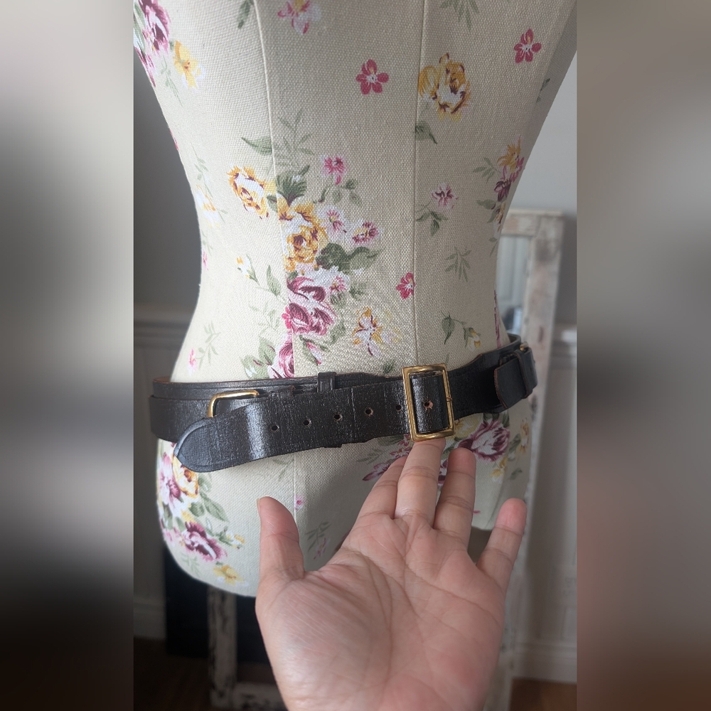 GENUINE Leather brown Belts with Gold Buckles - Picture 4 of 8